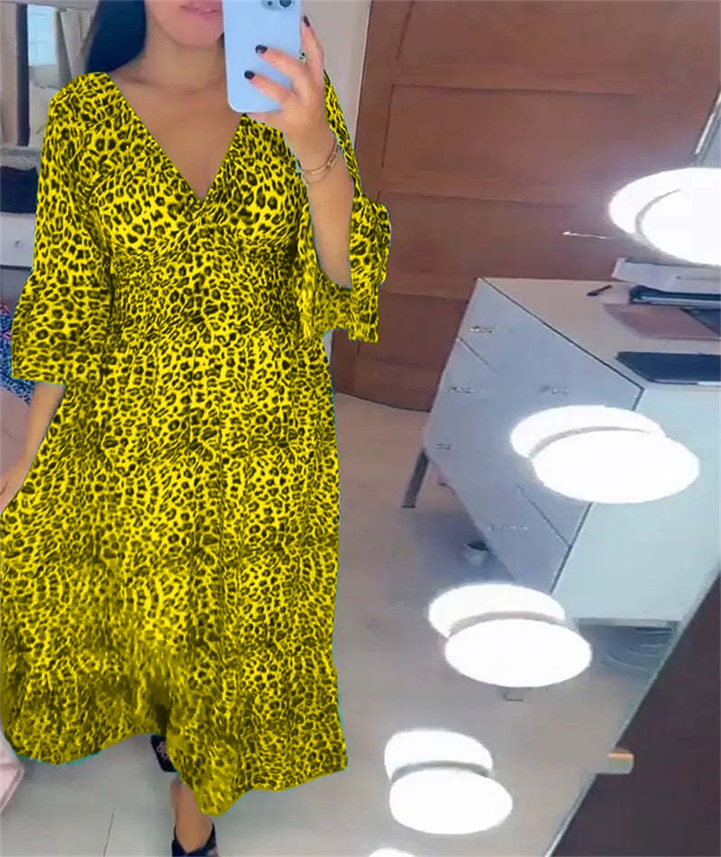đ„Was soll ich morgen anziehenđ„Damen-Wickelkleid aus Baumwolle mit Leopardenmuster