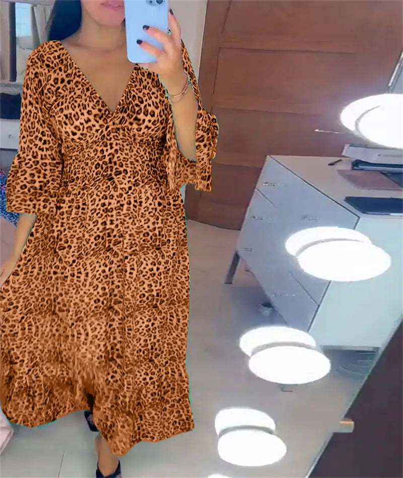 đ„Was soll ich morgen anziehenđ„Damen-Wickelkleid aus Baumwolle mit Leopardenmuster