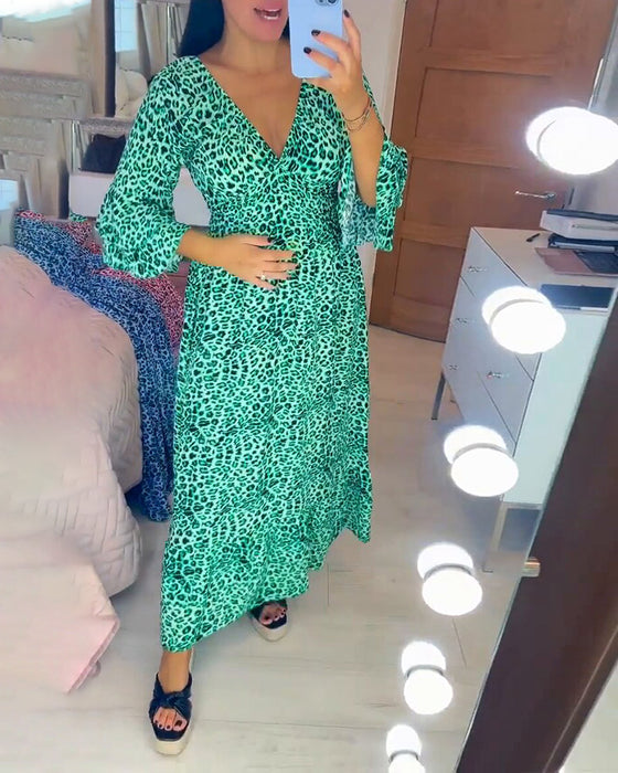 đ„Was soll ich morgen anziehenđ„Damen-Wickelkleid aus Baumwolle mit Leopardenmuster