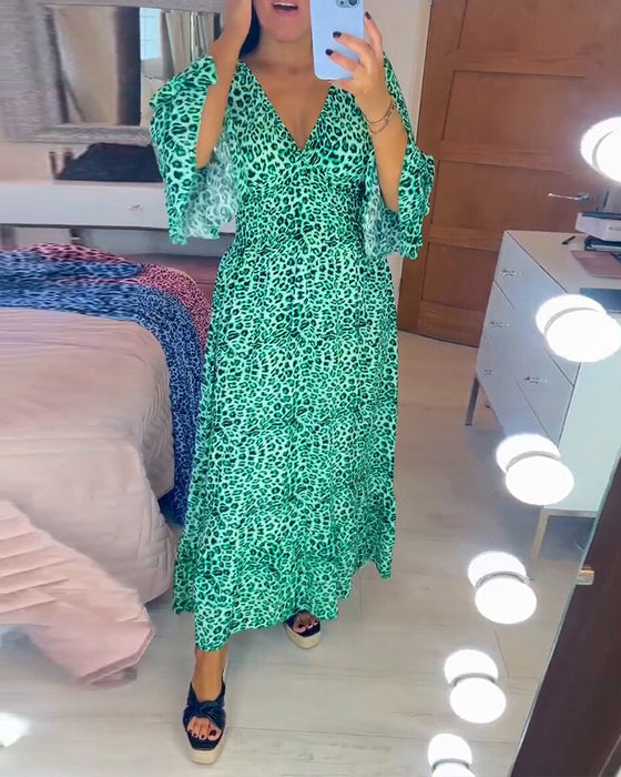 đ„Was soll ich morgen anziehenđ„Damen-Wickelkleid aus Baumwolle mit Leopardenmuster
