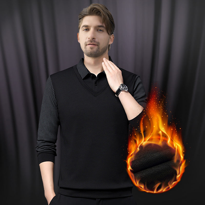 💥Kaufen Sie 2 Stück versandkostenfrei💕Zweiteiliges Strickhemd mit Revers für Herren