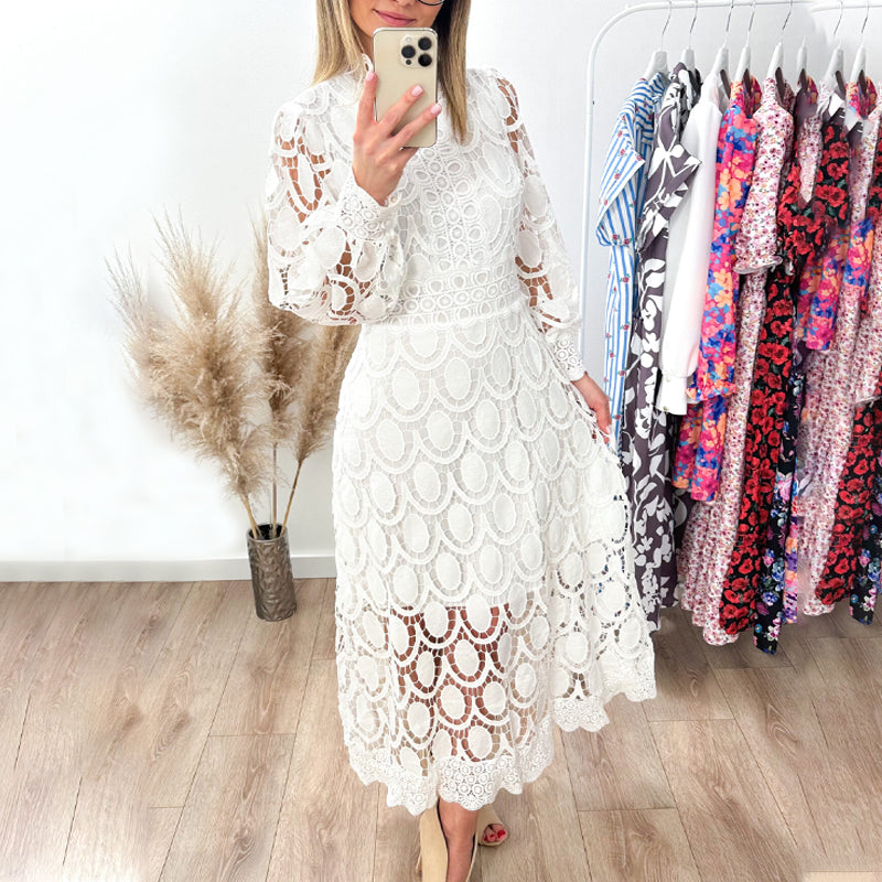 Was soll ich morgen anziehen?✨Elegantes Langarm Spitzenkleid für Damen
