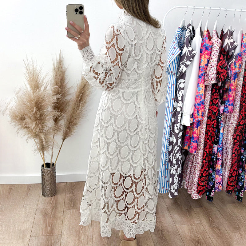 Was soll ich morgen anziehen?✨Elegantes Langarm Spitzenkleid für Damen