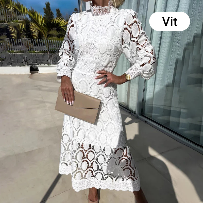 Was soll ich morgen anziehen?✨Elegantes Langarm Spitzenkleid für Damen