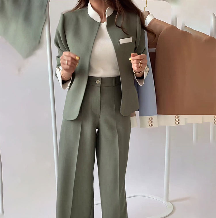 Herbst-Special 🍂 Eleganter Damen-Patchwork Stehkragen-Blazer und Hose
