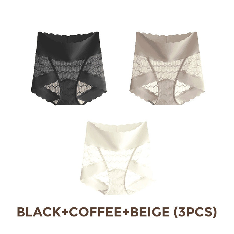 🔥Kaufe 1, bekomme 2 gratis🔥Bequeme atmungsaktive nahtlose Spitzen-Slips mit hoher Taille