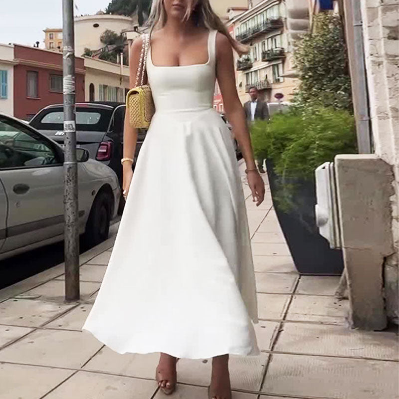 Fließendes A-Linien-Tank-Midikleid