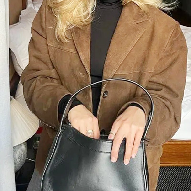 Übergroßer Damen-Blazer aus Wildlederimitat im Vintage-Stil
