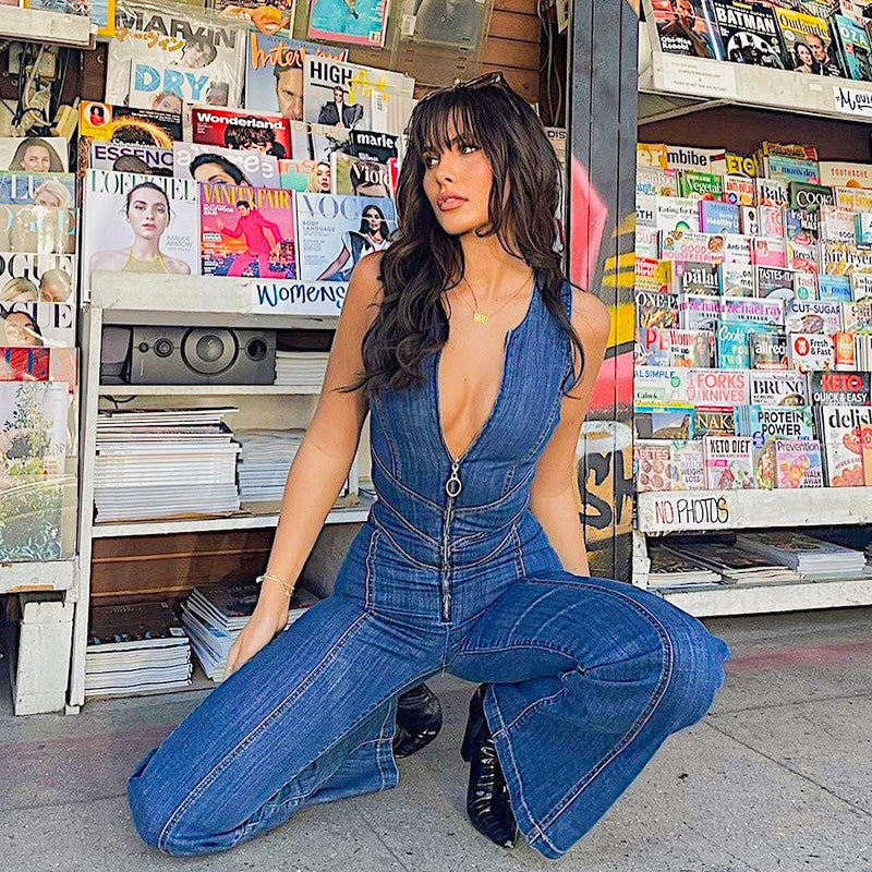 Sexy ärmelloses Denim-Kleid