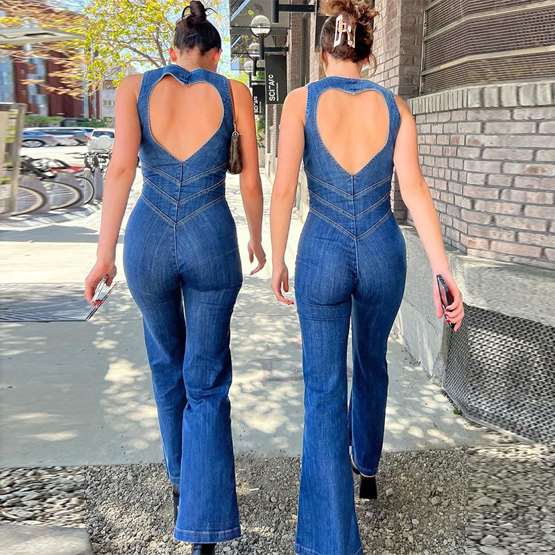 Sexy ärmelloses Denim-Kleid