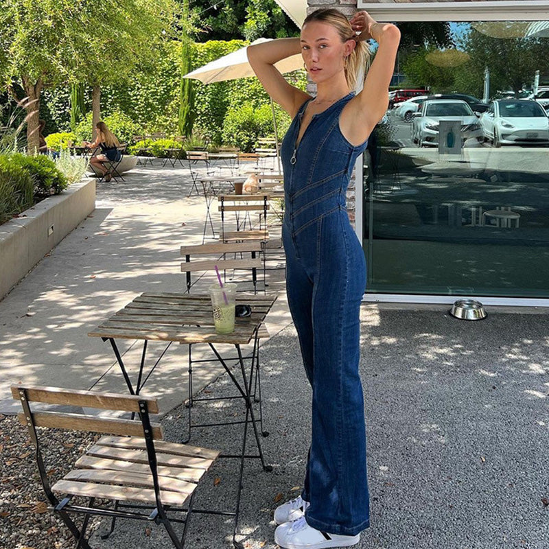 Sexy ärmelloses Denim-Kleid