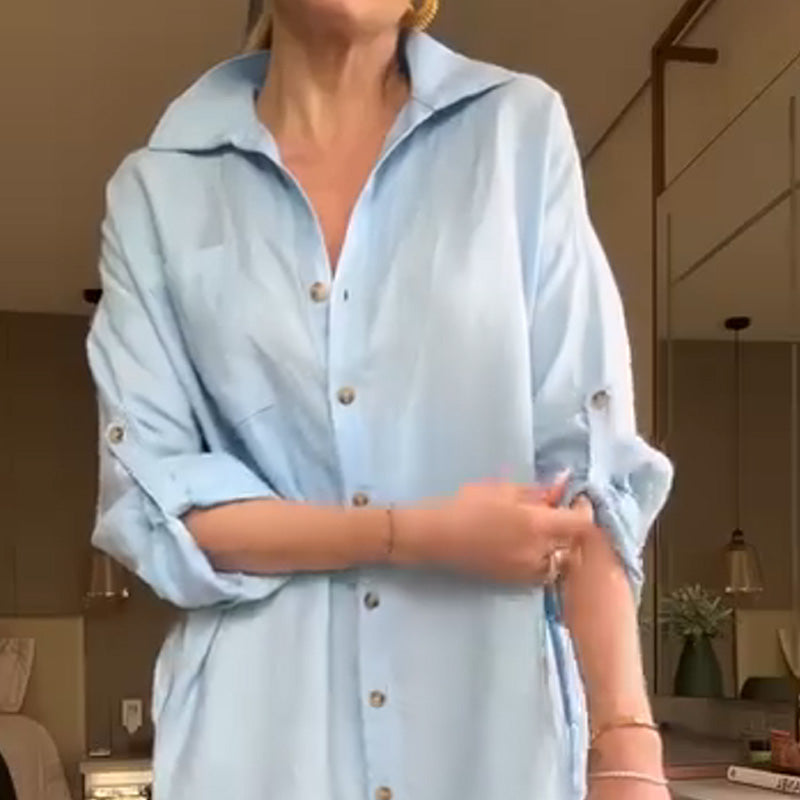 ⏳Begrenzte Zeit 50% Rabatt💥Lockeres Hemdblusenkleid mit Knöpfen für Damen