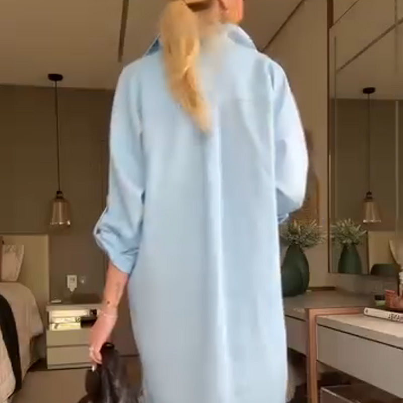 ⏳Begrenzte Zeit 50% Rabatt💥Lockeres Hemdblusenkleid mit Knöpfen für Damen