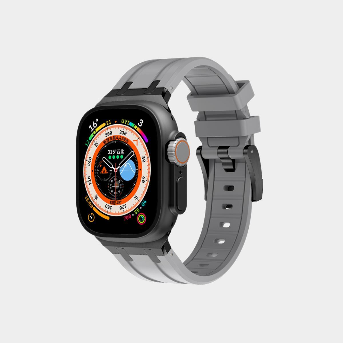š„Letzten Tag 50 % Rabatt auf kostenlosen Versandš„AP Metallkopf-Silikonband für Apple Watch