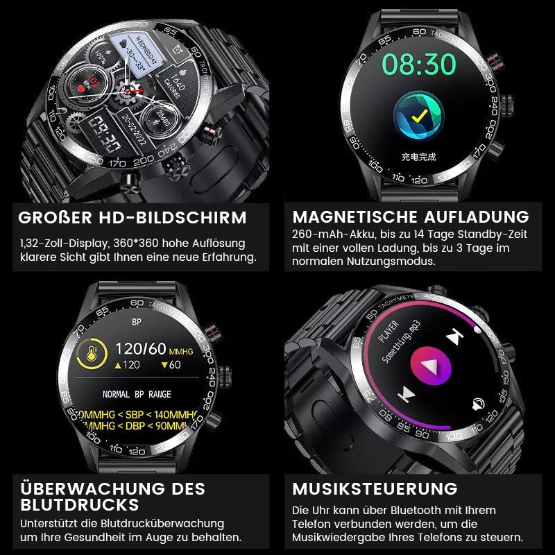 SMARTWATCH BENUTZERDEFINIERTES ZIFFERBLATT, SPORT WASSERDICHT BLUETOOTH ANRUF SMARTWATCH ECG+PPG