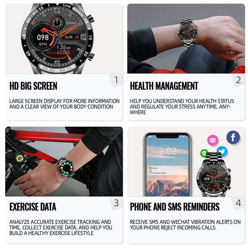 Luxus Herren/Frauen Uhr Bluetooth Anruf IP67 Wasserdicht