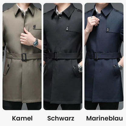 Mittellanger Herren-Trenchcoat im Business-Stil