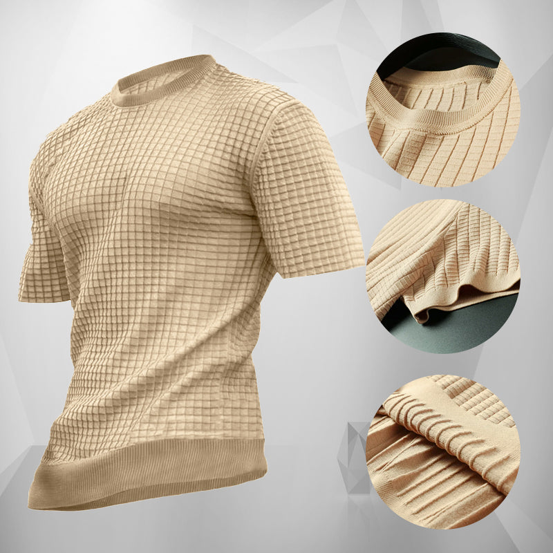 Slim-Fit-T-Shirt für Herren mit Rundhalsausschnitt und Waffelmuster