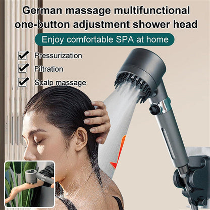 4-in-1-Multifunktions-Massageduschkopf mit einstellbaren Modi, Hochdruck-Einstellung per Knopfdruck und Filter