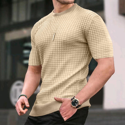 Slim-Fit-T-Shirt für Herren mit Rundhalsausschnitt und Waffelmuster