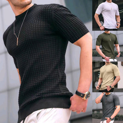 Slim-Fit-T-Shirt für Herren mit Rundhalsausschnitt und Waffelmuster