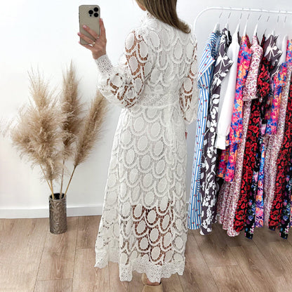 Was soll ich morgen anziehen?✨Elegantes Langarm Spitzenkleid für Damen