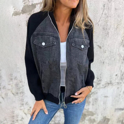 🔥Neue Mode Frauen kreative Denim Spleißen Jacke