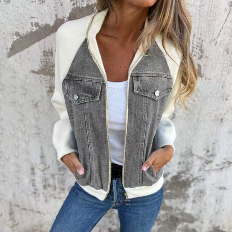 🔥Neue Mode Frauen kreative Denim Spleißen Jacke