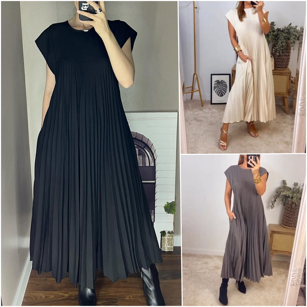 💞Ärmelloses, schlichtes, plissiertes, elegantes Kleid💞erhalten Sie kostenlosen Versand