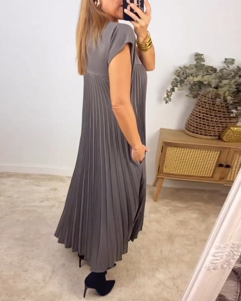 💞Ärmelloses, schlichtes, plissiertes, elegantes Kleid💞erhalten Sie kostenlosen Versand