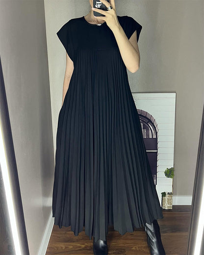 💞Ärmelloses, schlichtes, plissiertes, elegantes Kleid💞erhalten Sie kostenlosen Versand