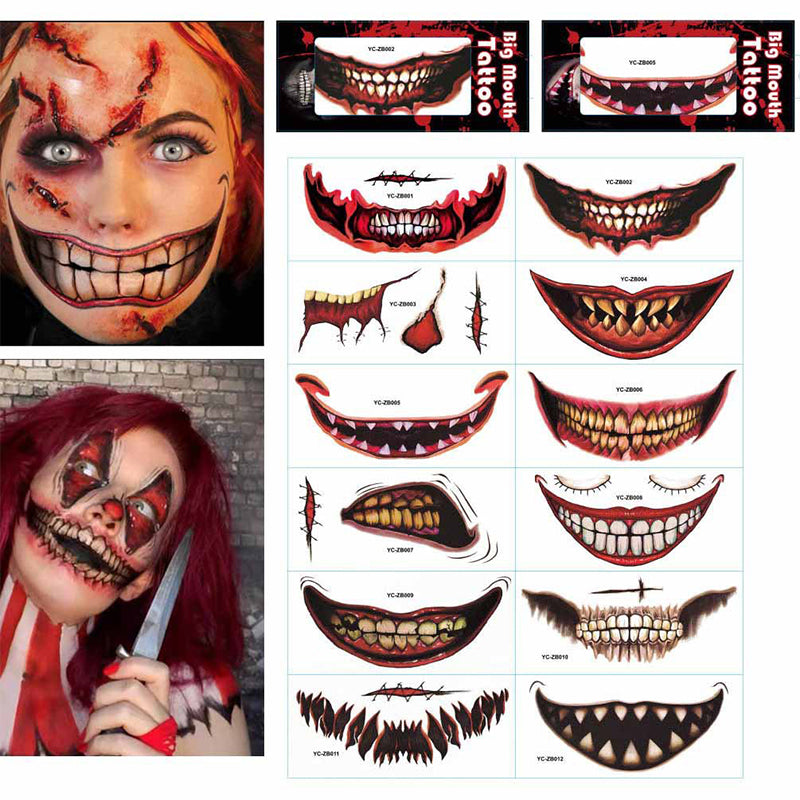 Halloween Prank Makeup Temporäres Tattoo Set