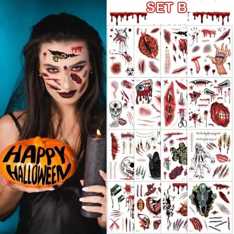 Halloween Prank Makeup Temporäres Tattoo Set