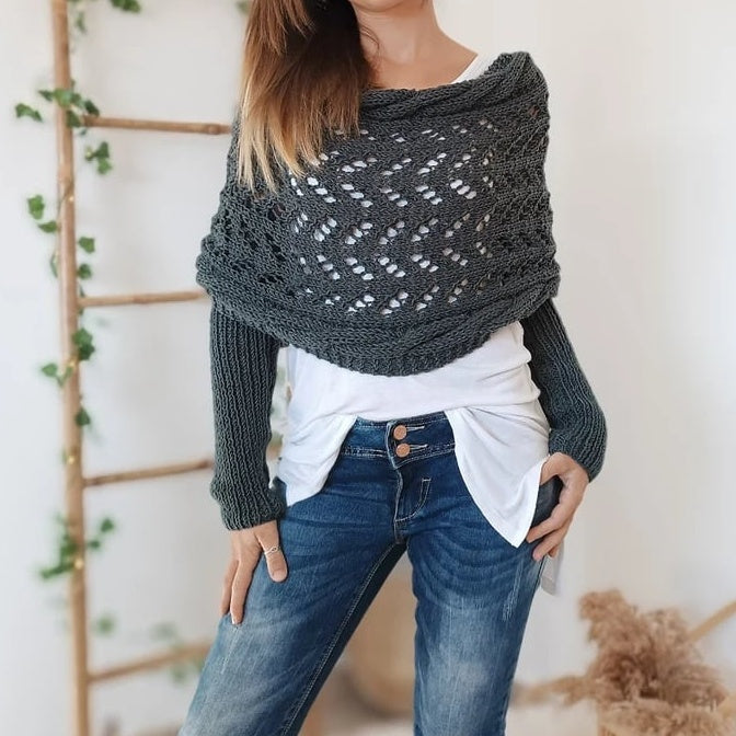 49%Rabatt🔥💥Frauen Strick-Poncho Mit Ausschnitten