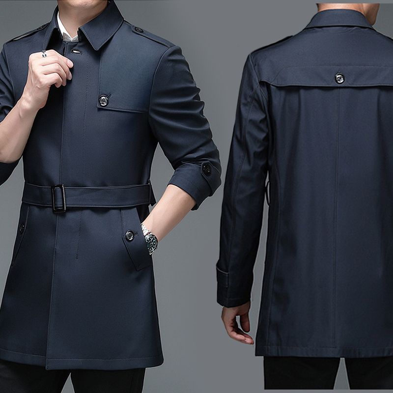 Mittellanger Herren-Trenchcoat im Business-Stil