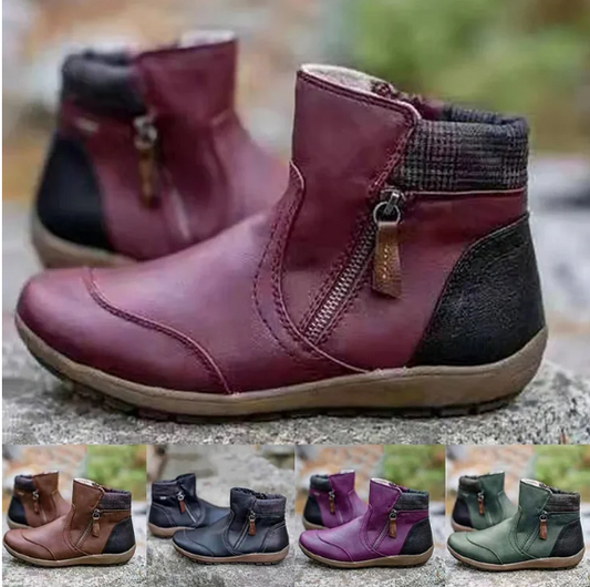 Wasserdichte, knöchelstützende Damen-Stiefel mit Reißverschluss