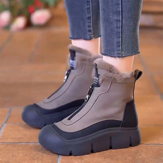 Wasserdichte, warme Schneestiefel mit Reißverschluss für Damen