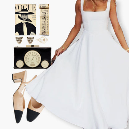 Fließendes A-Linien-Tank-Midikleid