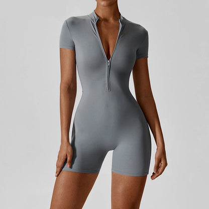 Kurzärmliger figurformender Body mit Reißverschluss für Damen