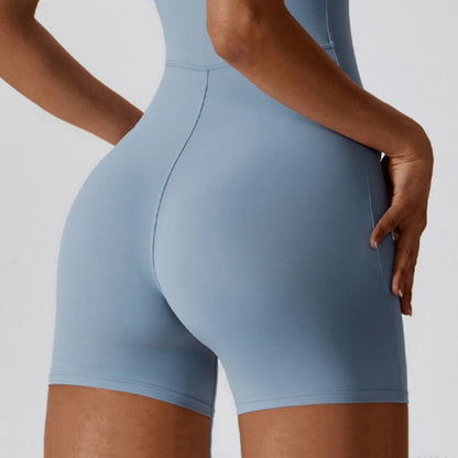 Kurzärmliger figurformender Body mit Reißverschluss für Damen