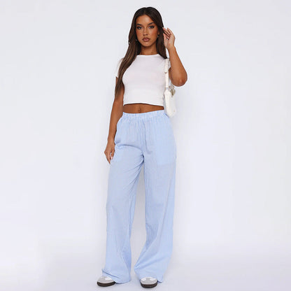 Gestreifte Damen Casual Relaxed Fit Straight Lounge Pants