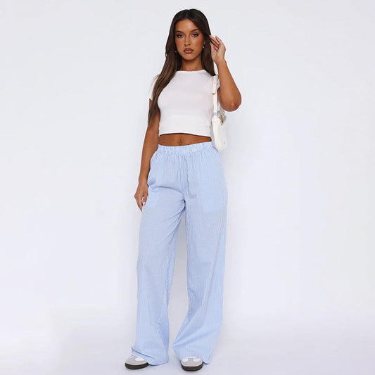 Gestreifte Damen Casual Relaxed Fit Straight Lounge Pants