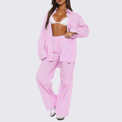 Gestreifte Damen Casual Relaxed Fit Straight Lounge Pants
