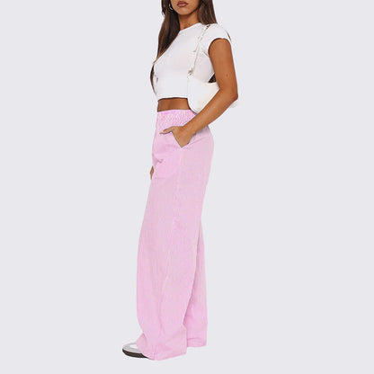 Gestreifte Damen Casual Relaxed Fit Straight Lounge Pants