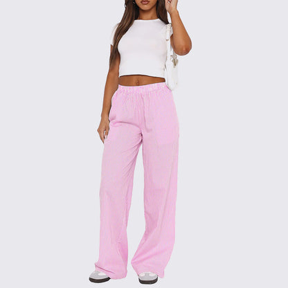 Gestreifte Damen Casual Relaxed Fit Straight Lounge Pants