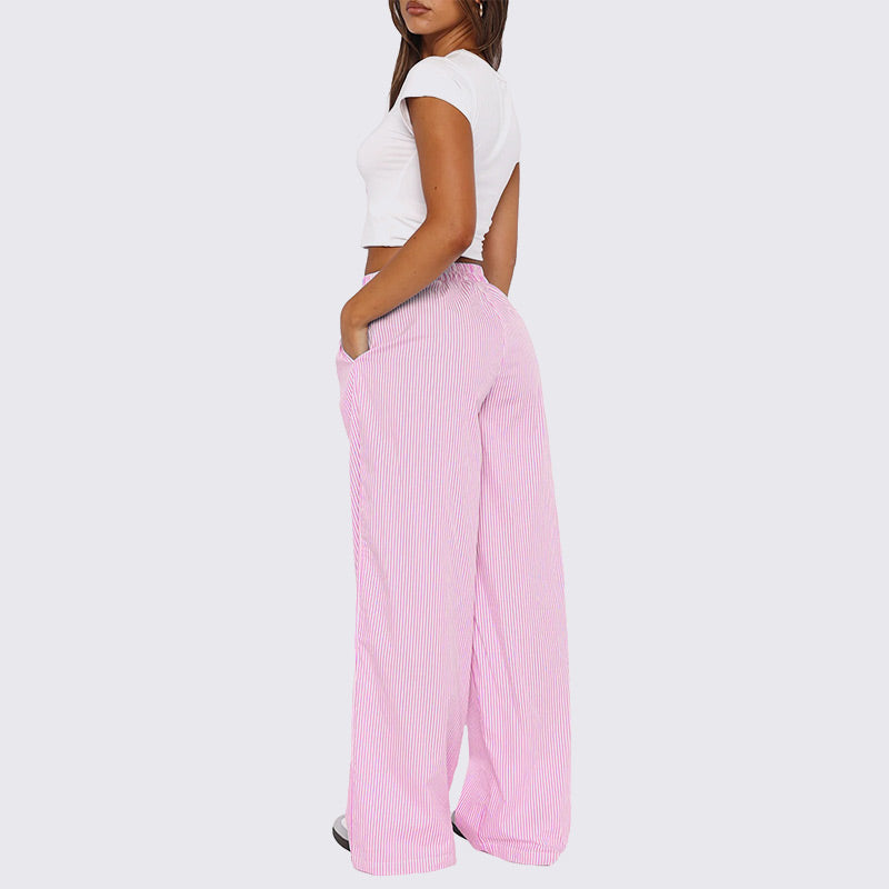 Gestreifte Damen Casual Relaxed Fit Straight Lounge Pants