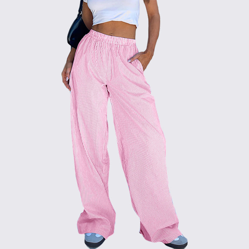 Gestreifte Damen Casual Relaxed Fit Straight Lounge Pants