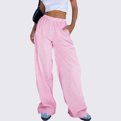 Gestreifte Damen Casual Relaxed Fit Straight Lounge Pants