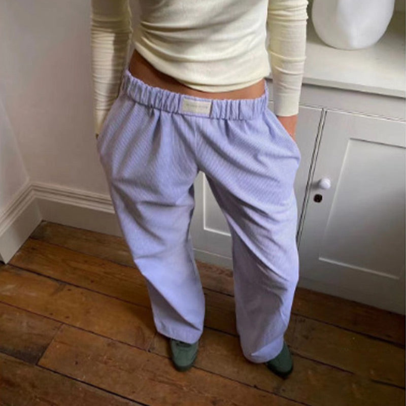 Gestreifte Damen Casual Relaxed Fit Straight Lounge Pants