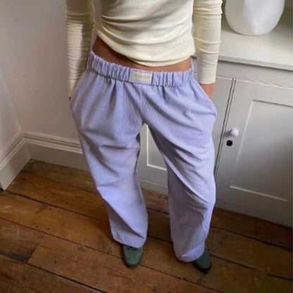 Gestreifte Damen Casual Relaxed Fit Straight Lounge Pants